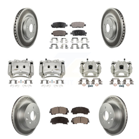 Front Rear Disc Brake Caliper Coat Rotor & Semi-Metallic Pad Kit (10Pc) For Nissan Rogue KCG-100953P