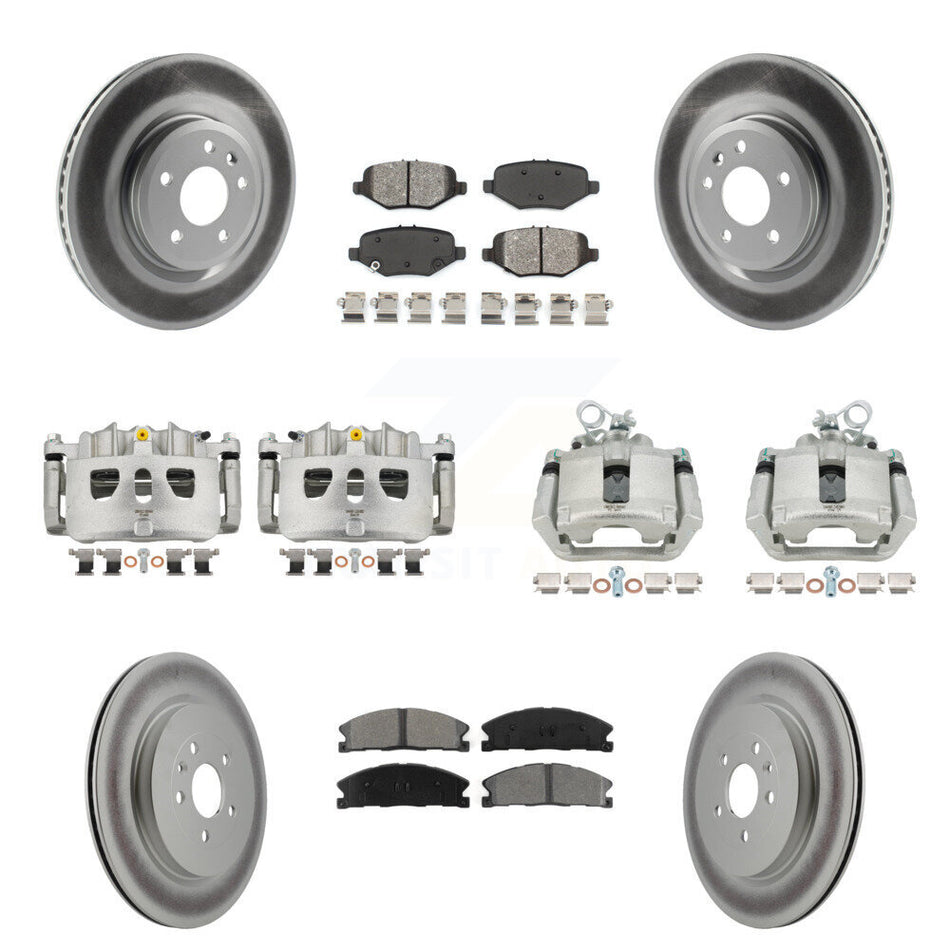 Front Rear Brake Caliper Coat Rotor Semi-Metallic Pad Kit (10Pc) For Ford Explorer Sport KCG-100953S