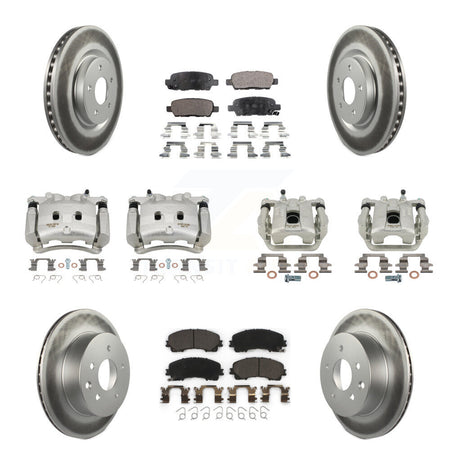 Front Rear Disc Brake Caliper Coated Rotors And Ceramic Pads Kit (10Pc) For Nissan Rogue KCG-100953T
