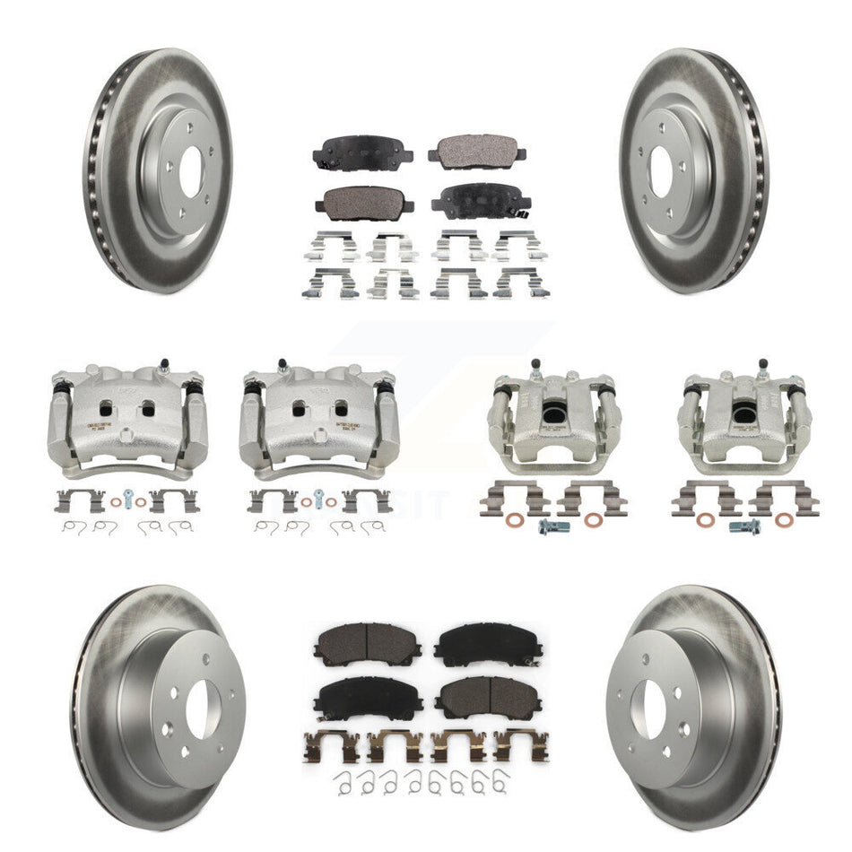Front Rear Disc Brake Caliper Coated Rotors And Ceramic Pads Kit (10Pc) For Nissan Rogue KCG-100953T