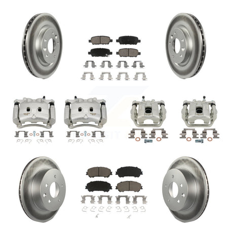 Front Rear Disc Brake Caliper Coated Rotors And Ceramic Pads Kit (10Pc) For Nissan Rogue KCG-100954C