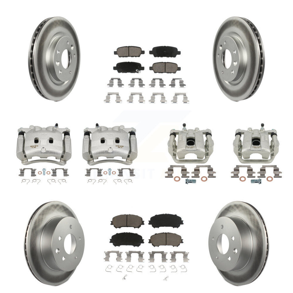 Front Rear Disc Brake Caliper Coated Rotors And Ceramic Pads Kit (10Pc) For Nissan Rogue KCG-100954C