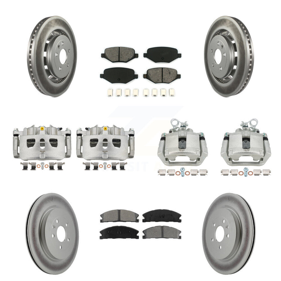 Front Rear Brake Caliper Coat Rotor & Semi-Metallic Pad Kit (10Pc) For Ford Explorer MKS KCG-100954S