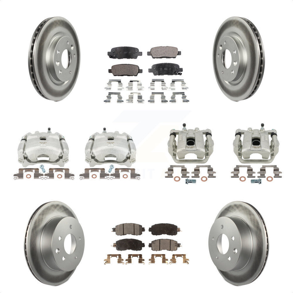 Front Rear Disc Brake Caliper Coated Rotors And Ceramic Pads Kit (10Pc) For Nissan LEAF KCG-100956T by Transit Auto