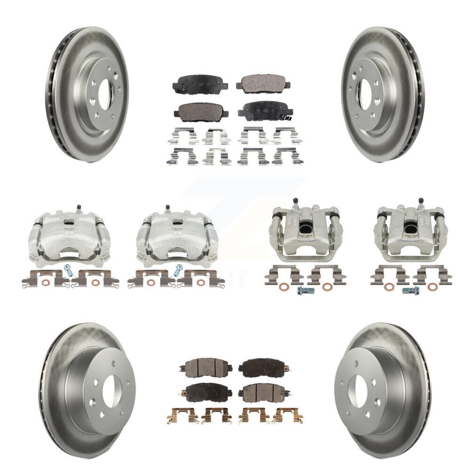 Front Rear Disc Brake Caliper Coated Rotors And Ceramic Pads Kit (10Pc) For Nissan LEAF KCG-100956T