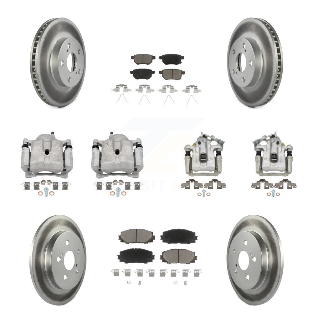 Front Rear Disc Brake Caliper Coat Rotor Ceramic Pad Kit (10Pc) For Toyota Prius Plug-In KCG-100957C