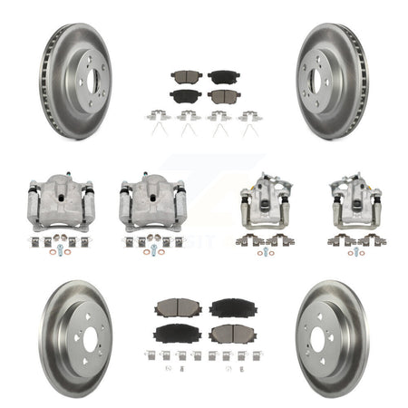 Front Rear Disc Brake Caliper Coat Rotor Ceramic Pad Kit (10Pc) For Toyota Prius Plug-In KCG-100957C