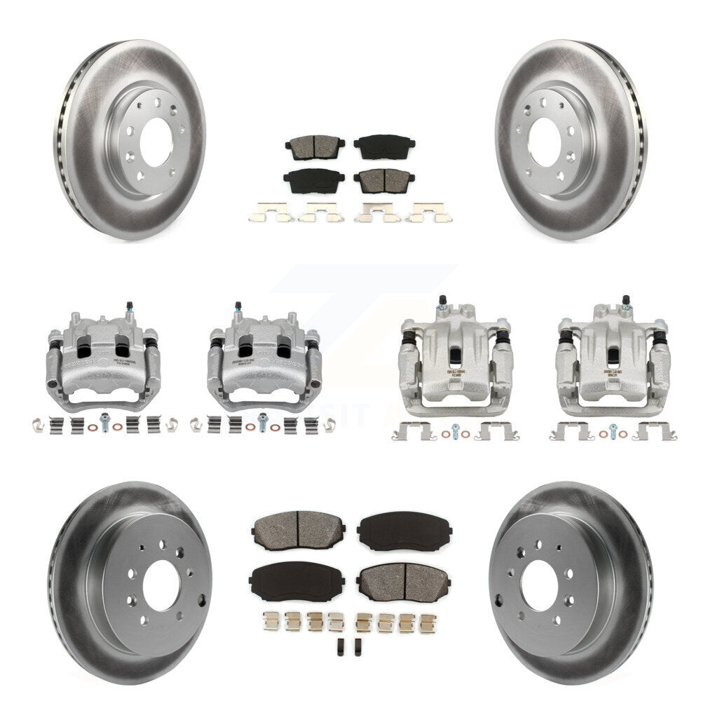 Front Rear Brake Caliper Coat Rotor And Semi-Metallic Pad Kit (10Pc) For Mazda CX-7 Ford KCG-100957S