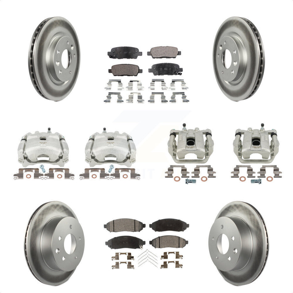 Front Rear Disc Brake Caliper Coated Rotors And Ceramic Pads Kit (10Pc) For 2015 Nissan LEAF Vehicles Manufactured In Japan KCG-100957T by Transit Auto