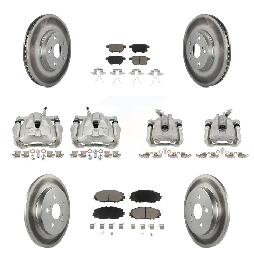 Front Rear Brake Caliper Coat Rotor And Ceramic Pad Kit (10Pc) For Toyota Corolla Matrix KCG-100958C