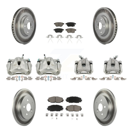 Front Rear Brake Caliper Coat Rotor And Ceramic Pad Kit (10Pc) For Toyota Corolla Matrix KCG-100958C
