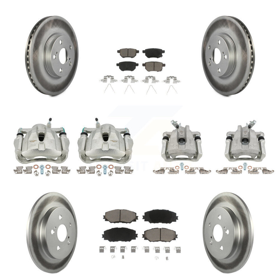 Front Rear Brake Caliper Coat Rotor And Ceramic Pad Kit (10Pc) For Toyota Corolla Matrix KCG-100958C