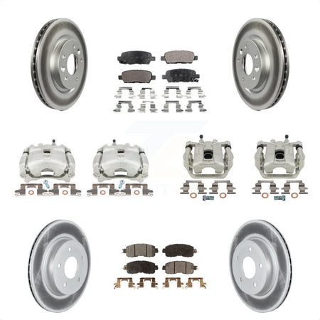 Front Rear Disc Brake Caliper Coated Rotors And Semi-Metallic Pads Kit (10Pc) For 2017 Nissan LEAF With Electric Parking KCG-100958P by Transit Auto