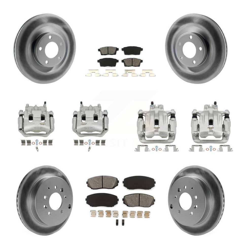 Front Rear Brake Caliper Coat Rotor & Semi-Metallic Pad Kit (10Pc) For Ford Edge Lincoln KCG-100958S