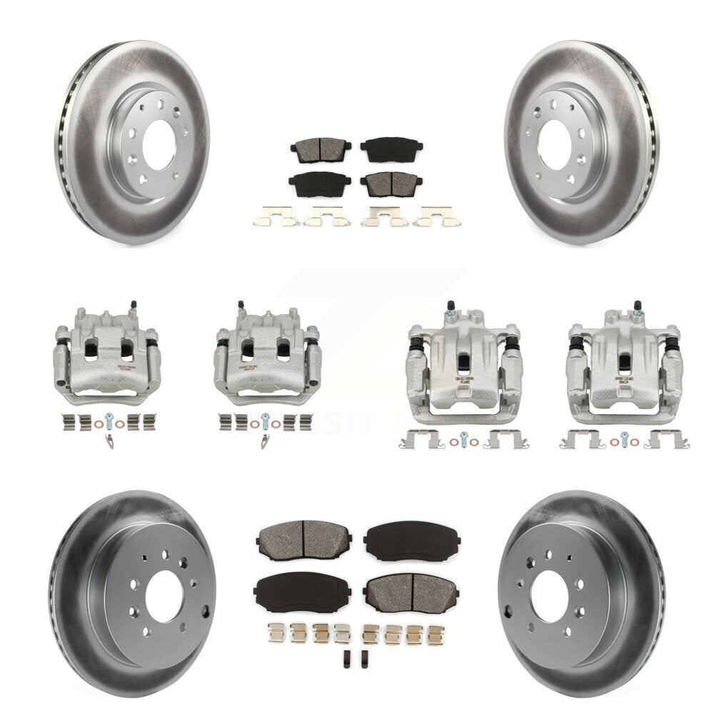 Front Rear Brake Caliper Coat Rotor And Semi-Metallic Pad Kit (10Pc) For Lincoln MKX FWD KCG-100959S