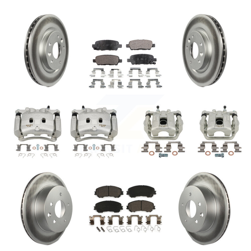 Front Rear Disc Brake Caliper Coated Rotors And Ceramic Pads Kit (10Pc) For Nissan Rogue KCG-100959T
