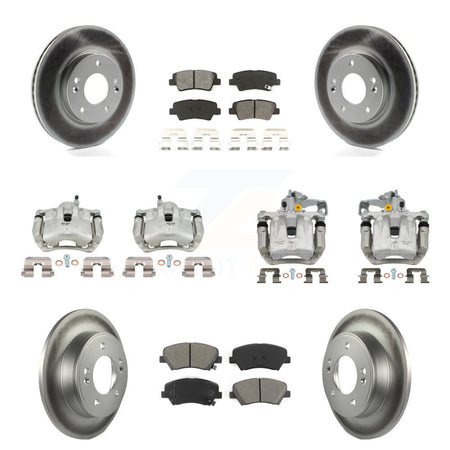 Front Rear Brake Caliper Coat Rotors Semi-Metallic Pad Kit (10Pc) For Hyundai Elantra GT KCG-100960S