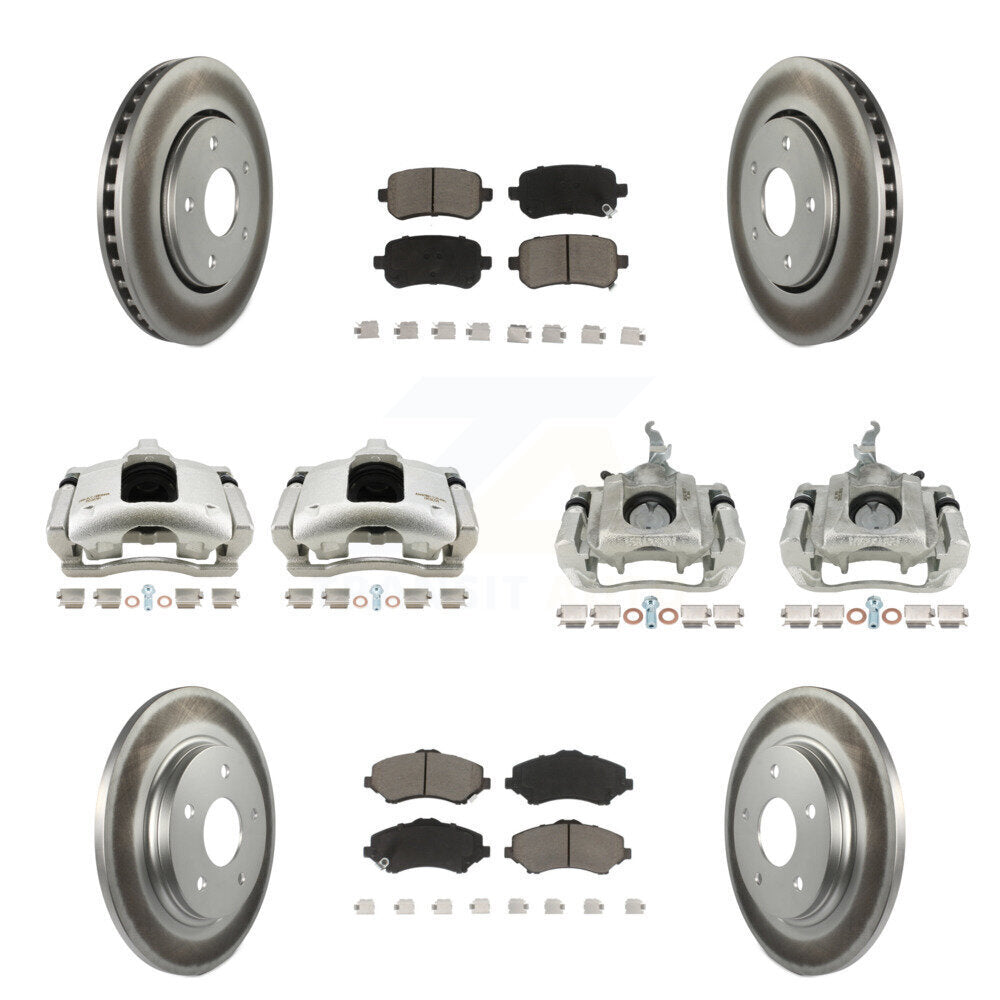 Front Rear Brake Caliper Coat Rotor & Ceramic Pad Kit (10Pc) For 2009-2011 Dodge Journey KCG-100961C