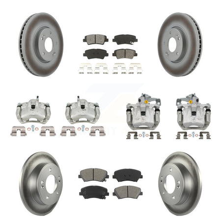 Front Rear Brake Caliper Coat Rotors Semi-Metallic Pad Kit (10Pc) For 14 Kia Forte Sedan KCG-100961S