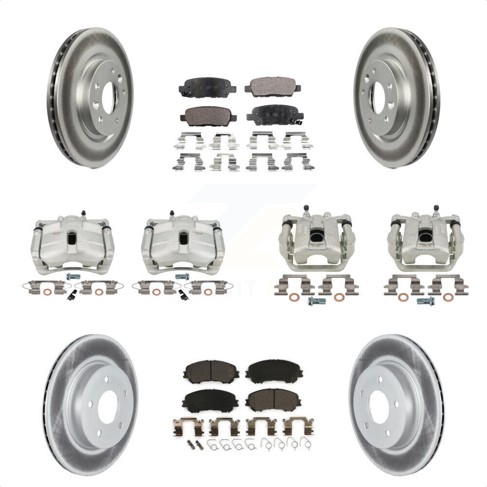 Front Rear Disc Brake Caliper Coated Rotors And Ceramic Pads Kit (10Pc) For 2019 Nissan Rogue Sport SL With Manual Parking KCG-100961T by Transit Auto