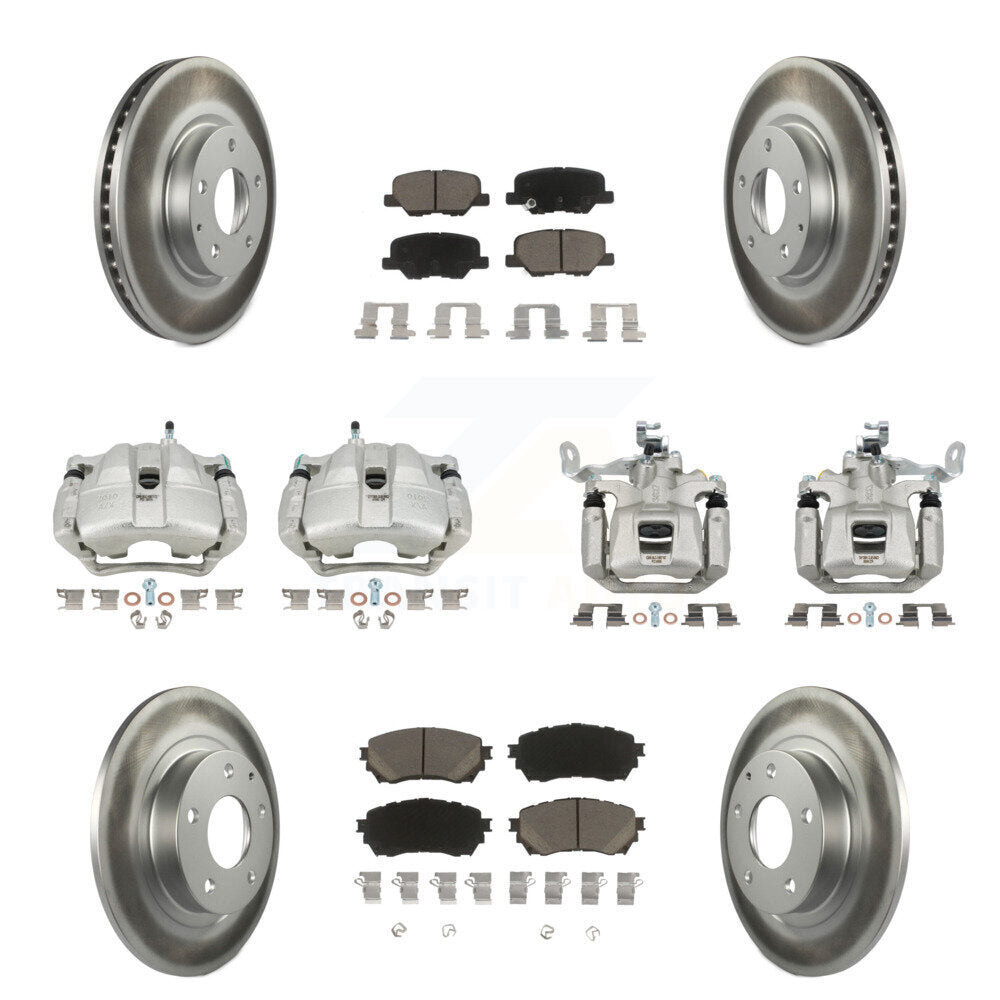 Front Rear Disc Brake Caliper Coated Rotors And Ceramic Pads Kit (10Pc) For Mazda 6 KCG-100962C