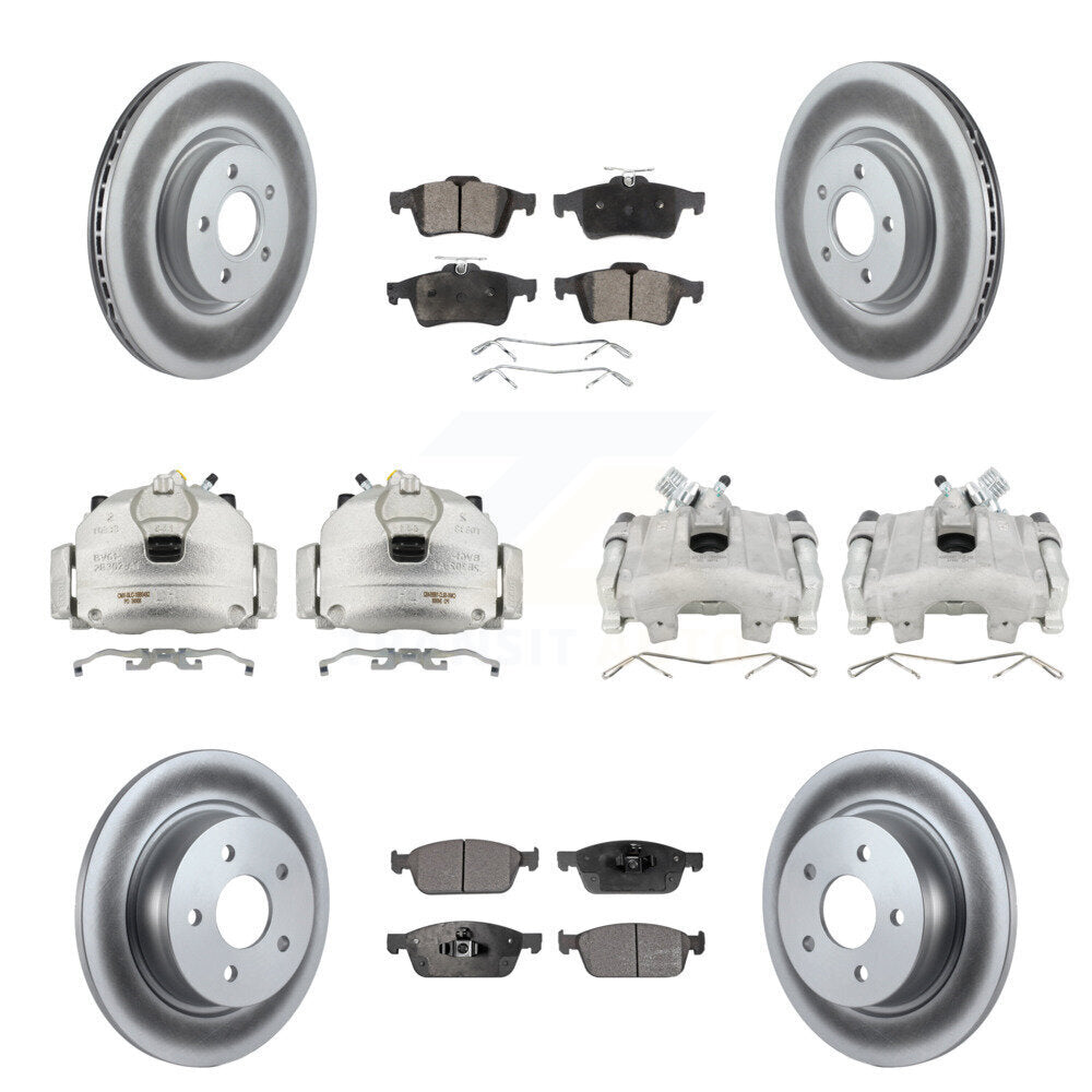 Front Rear Disc Brake Caliper Coat Rotors & Semi-Metallic Pad Kit (10Pc) For Ford Escape KCG-100962P