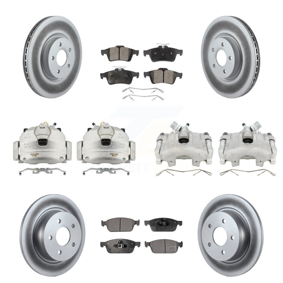 Front Rear Disc Brake Caliper Coat Rotors & Semi-Metallic Pad Kit (10Pc) For Ford Escape KCG-100962P