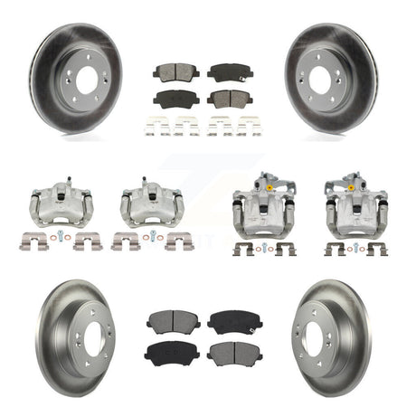 Front Rear Brake Caliper Coat Rotors Semi-Metallic Pad Kit (10Pc) For Hyundai Elantra GT KCG-100962S