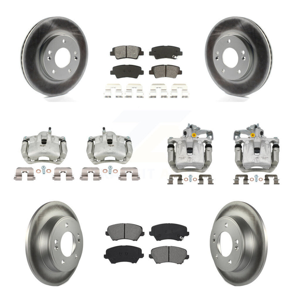 Front Rear Brake Caliper Coat Rotors Semi-Metallic Pad Kit (10Pc) For Hyundai Elantra GT KCG-100962S