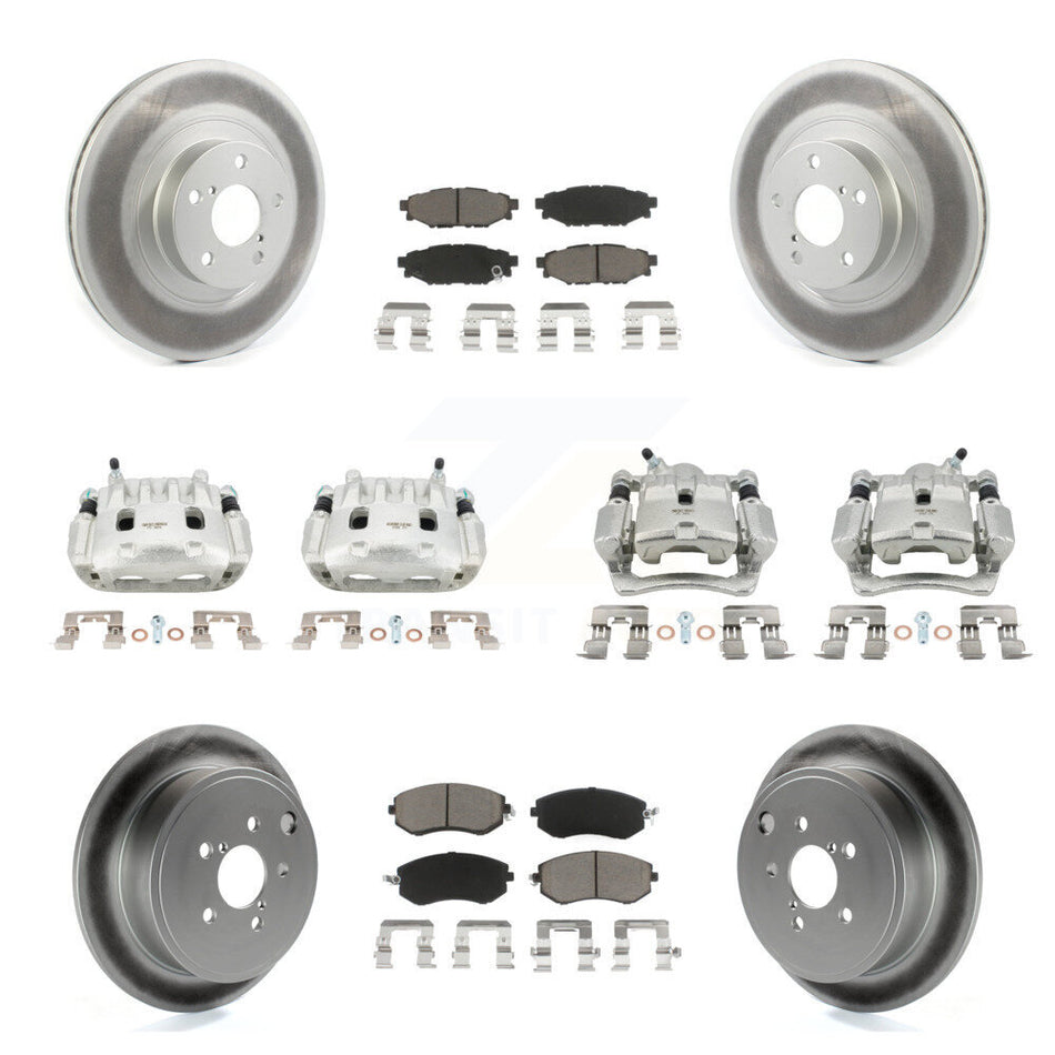Front Rear Brake Caliper Coat Rotor & Ceramic Pad Kit (10Pc) For Subaru Impreza Forester KCG-100963C