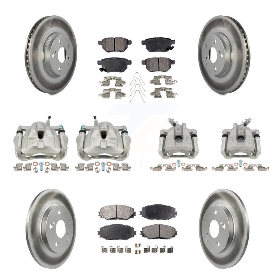 Front Rear Disc Brake Caliper Coated Rotors And Ceramic Pad Kit (10Pc) For Toyota Matrix KCG-100963T