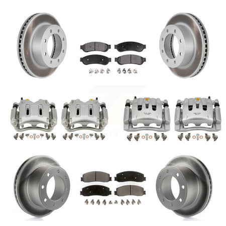 Front Rear Brake Caliper Coat Rotors & Semi-Metallic Pad Kit (10Pc) For Ford F-250 Super KCG-100964P