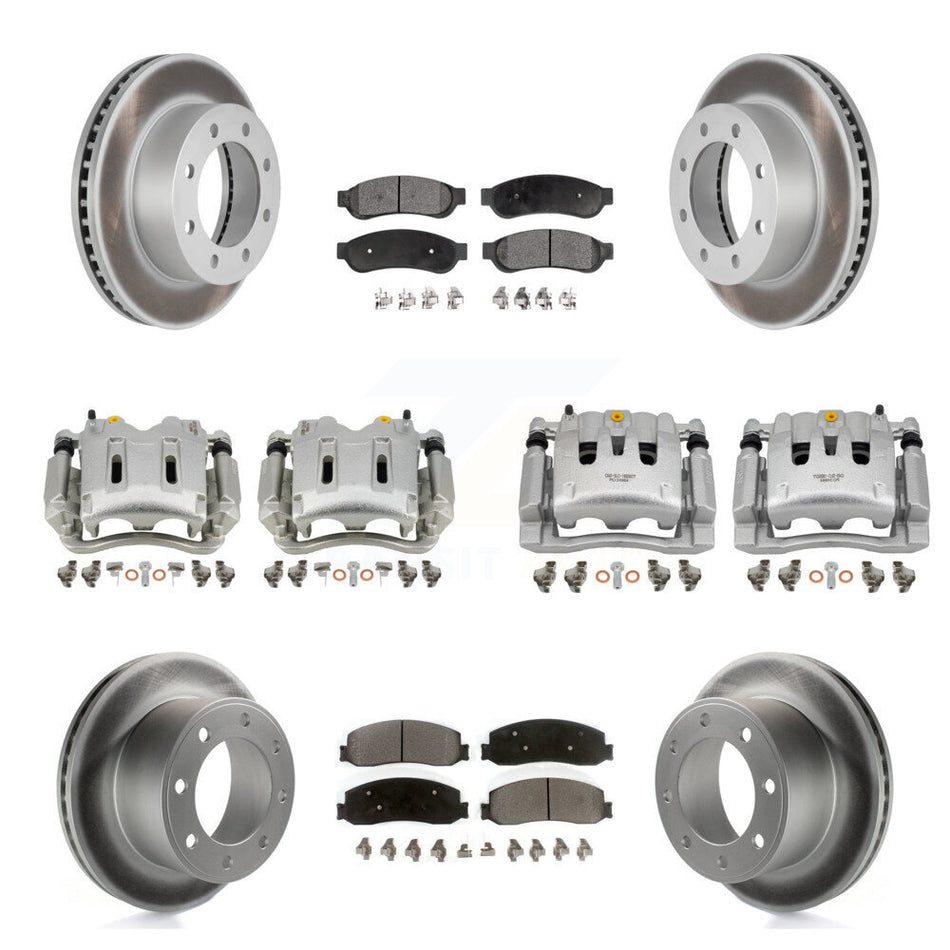 Front Rear Brake Caliper Coat Rotors & Semi-Metallic Pad Kit (10Pc) For Ford F-250 Super KCG-100964P