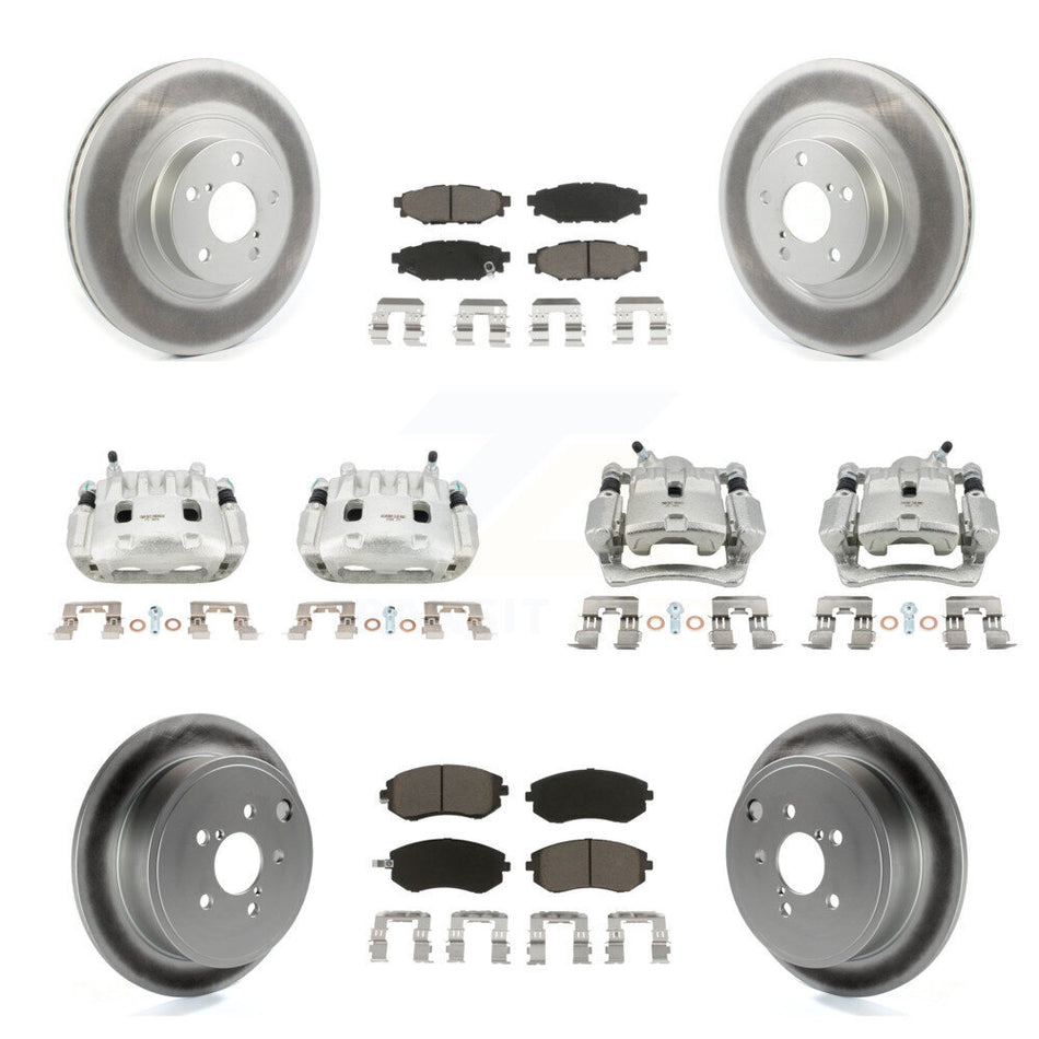 Front Rear Brake Caliper Coat Rotor & Ceramic Pad Kit (10Pc) For Subaru Impreza Forester KCG-100965C