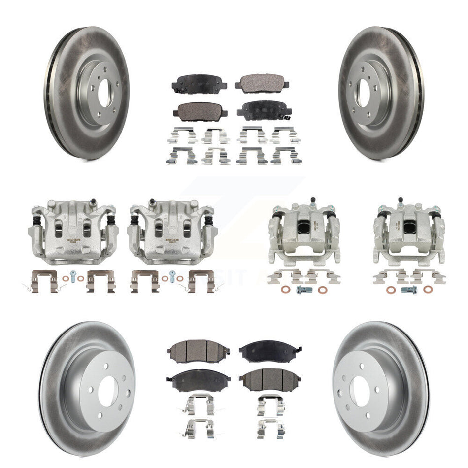 Front Rear Brake Caliper Coat Rotor & Ceramic Pad Kit (10Pc) For 2008-2012 INFINITI EX35 KCG-100965T