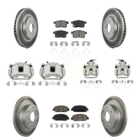 Front Rear Disc Brake Caliper Coated Rotors And Ceramic Pads Kit (10Pc) For Honda Accord KCG-100966C