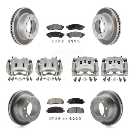Front Rear Disc Brake Caliper Coated Rotors And Semi-Metallic Pads Kit (10Pc) For KCG-100966P