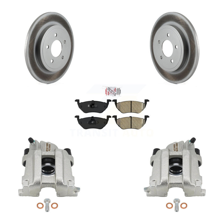 Rear Disc Brake Caliper Coat Rotor & Semi-Metallic Pad Kit For Ford Escape Mazda Tribute KCG-100967N