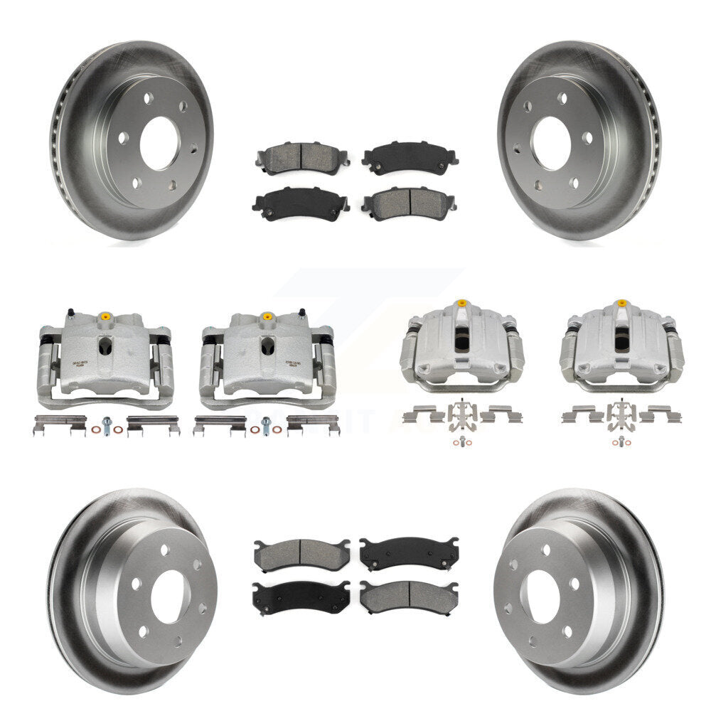 Front Rear Brake Caliper Coat Rotors Semi-Metallic Pad Kit (10Pc) For Chevrolet GMC 1500 KCG-100967S