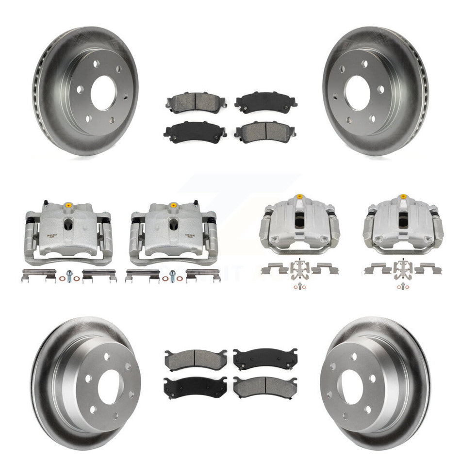 Front Rear Brake Caliper Coat Rotors Semi-Metallic Pad Kit (10Pc) For Chevrolet GMC 1500 KCG-100967S