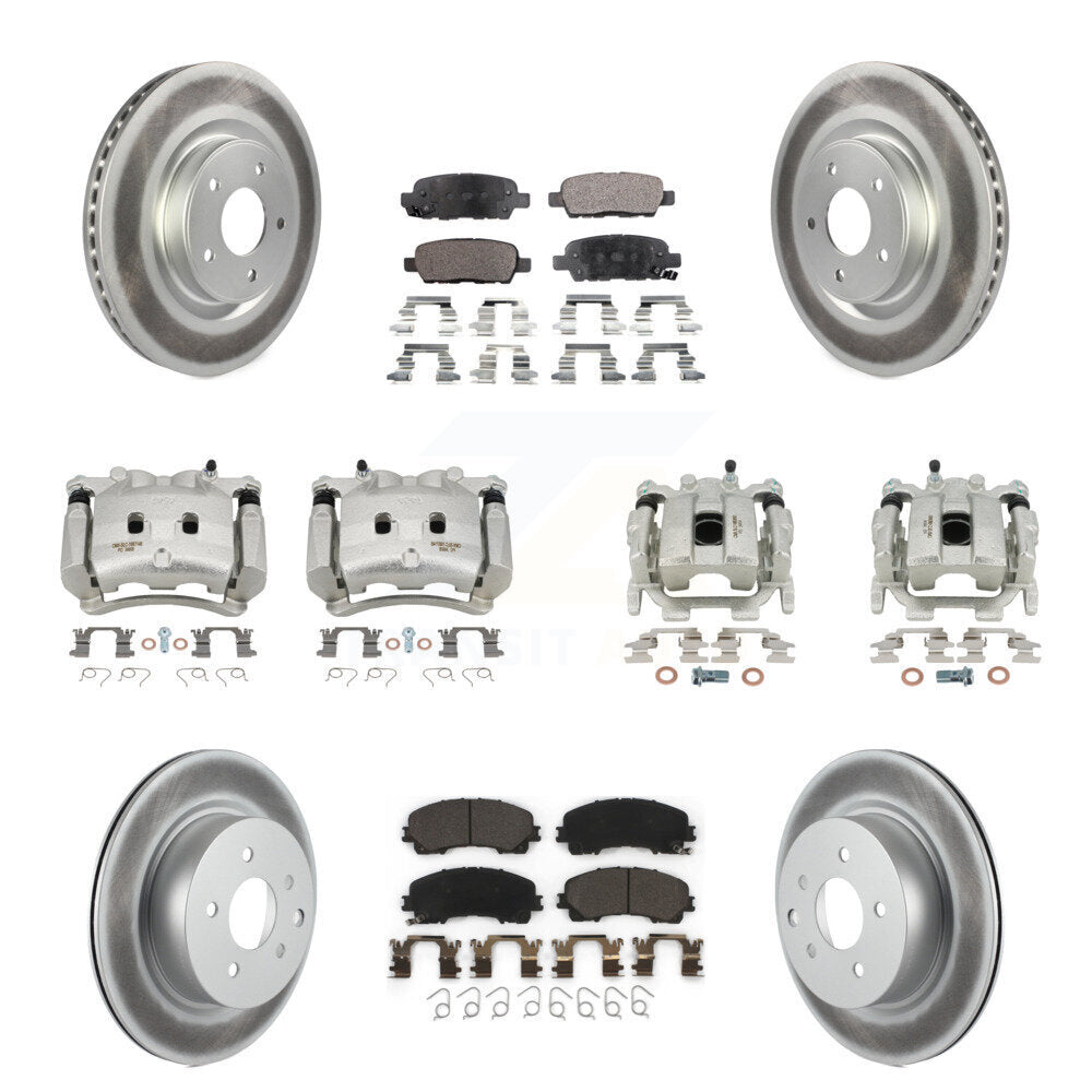 Front Rear Brake Caliper Coat Rotor & Ceramic Pad Kit (10Pc) For 2016-2017 INFINITI QX50 KCG-100967T