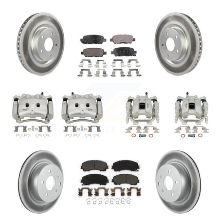 Front Rear Brake Caliper Coat Rotor & Ceramic Pad Kit (10Pc) For 2016-2017 INFINITI QX50 KCG-100967T