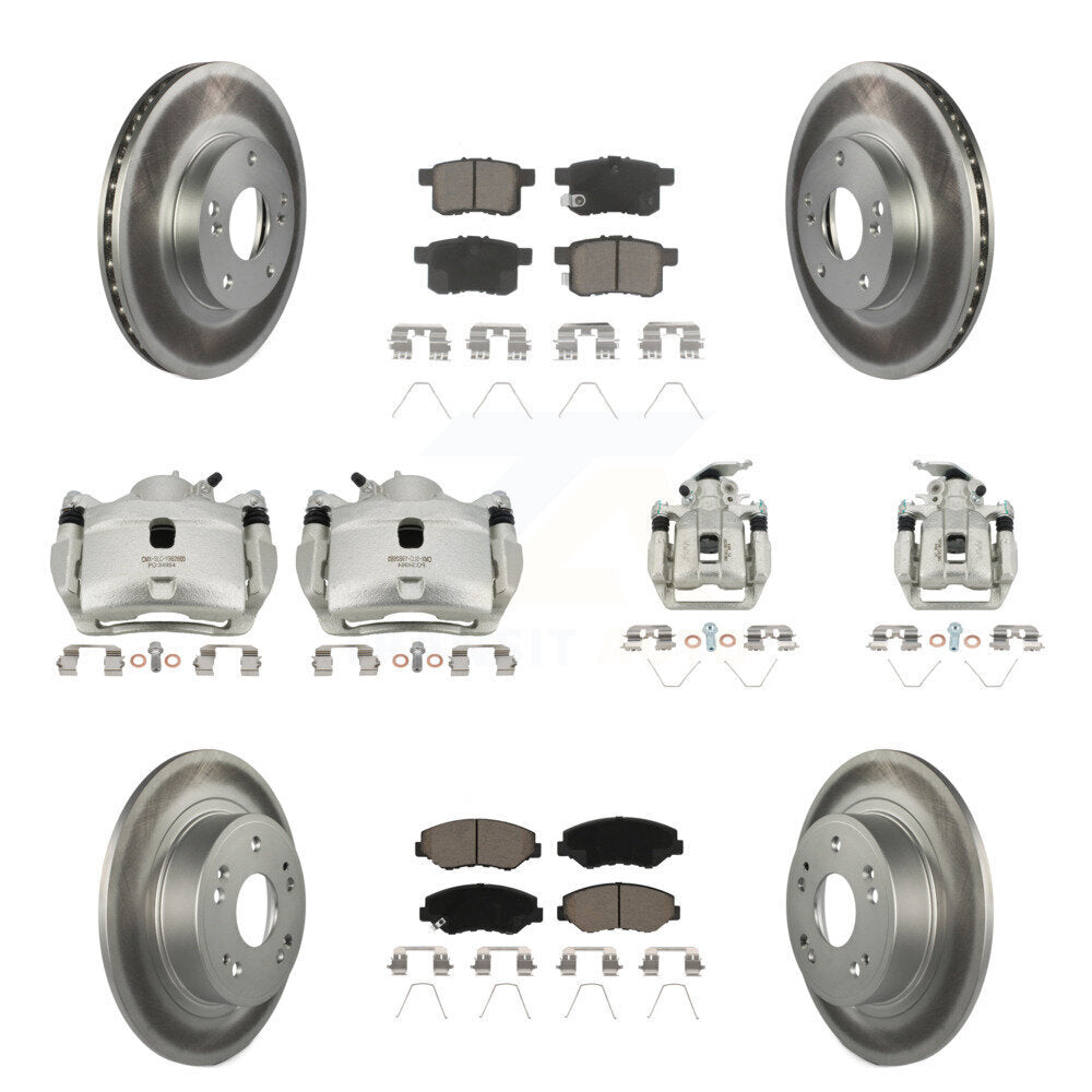 Front Rear Brake Caliper Coat Rotor Ceramic Pad Kit (10Pc) For Honda Accord LX with 2.4L KCG-100968C