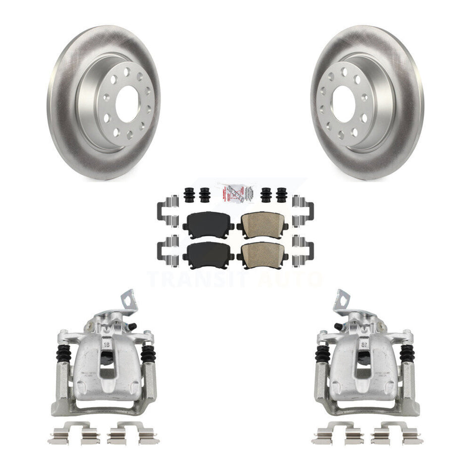 Rear Disc Brake Caliper Coated Rotors And Ceramic Pads Kit For Volkswagen CC Passat KCG-100968N