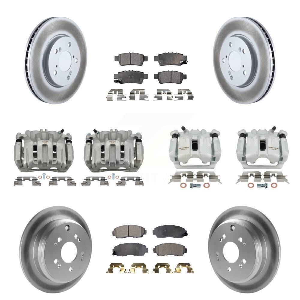 Front Rear Brake Caliper Coat Rotor & Ceramic Pad Kit (10Pc) For 2005-2010 Honda Odyssey KCG-100968T
