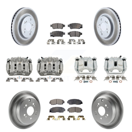 Front Rear Brake Caliper Coat Rotor & Ceramic Pad Kit (10Pc) For 2005-2010 Honda Odyssey KCG-100968T