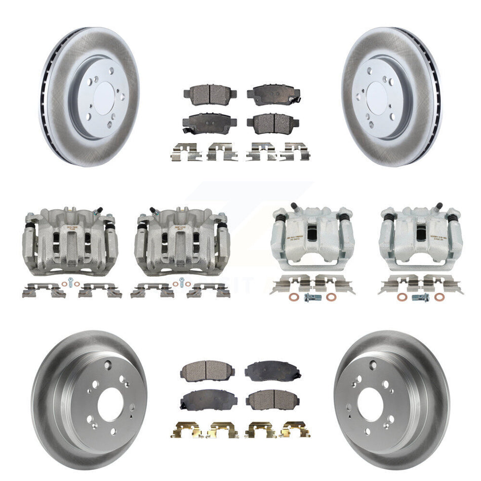 Front Rear Brake Caliper Coat Rotor & Ceramic Pad Kit (10Pc) For 2005-2010 Honda Odyssey KCG-100968T