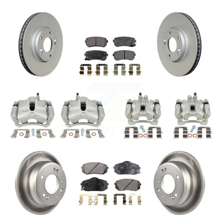 Front Rear Disc Brake Caliper Coated Rotors And Semi-Metallic Pads Kit (10Pc) For Kia Sportage Hyundai Tucson KCG-100969P by Transit Auto