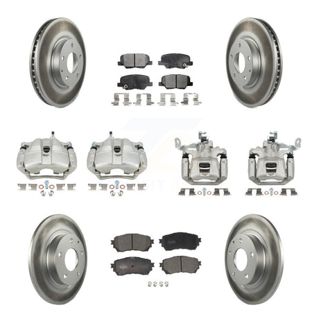 Front Rear Disc Brake Caliper Coated Rotors And Ceramic Pads Kit (10Pc) For Mazda 6 KCG-100969T