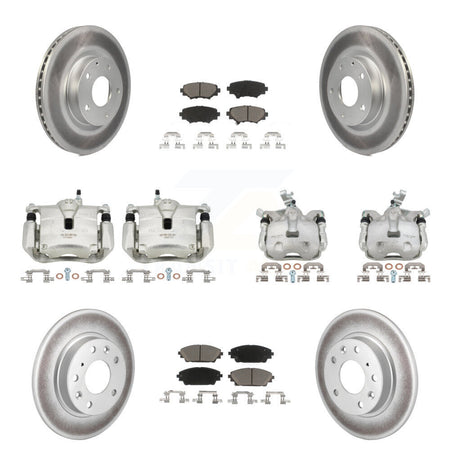 Front Rear Disc Brake Caliper Coat Rotor & Ceramic Pad Kit (10Pc) For Mazda 3 Sport 2.5L KCG-100970C